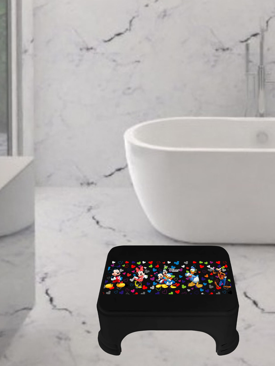 Kuber Industries White & Pink 3 Pieces Abstract Classic Glossy Step Stool