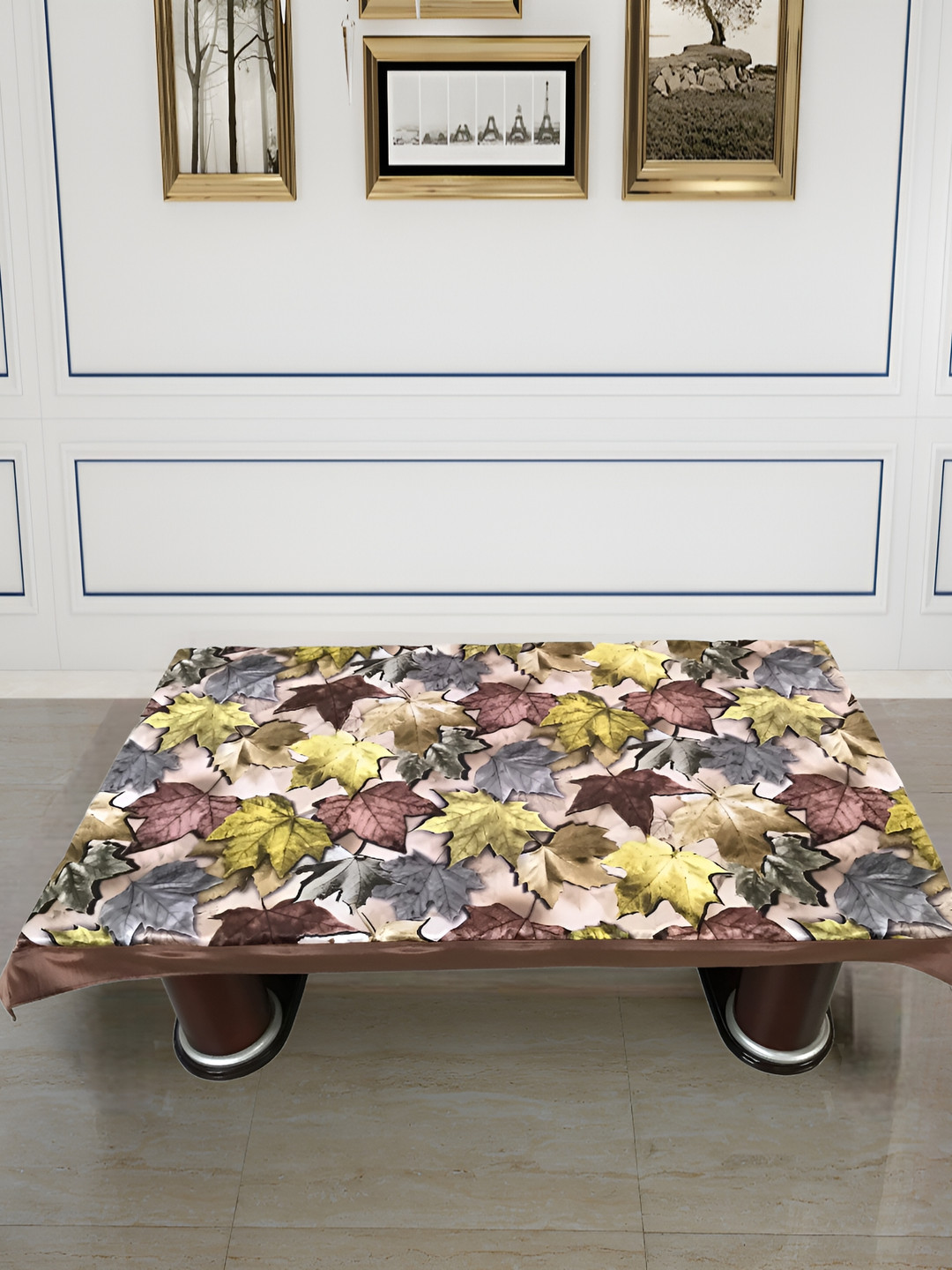 BIGGER FISH Brown Velvet 4-Seater Table Cover