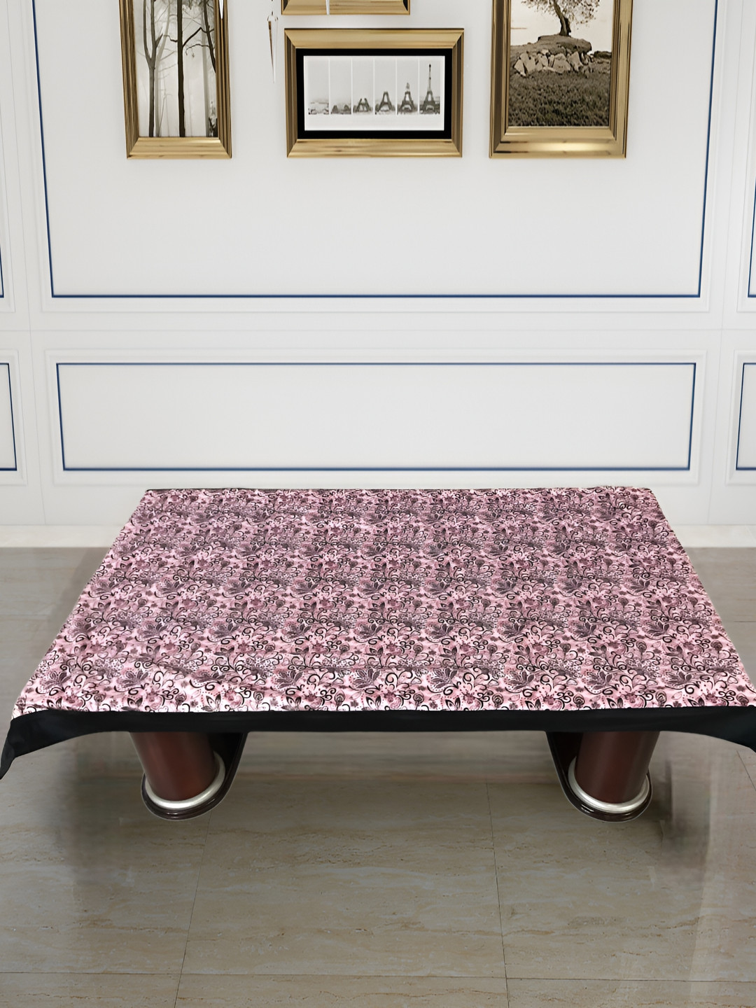 BIGGER FISH Black Rectangle Velvet 4-Seater Table Cover