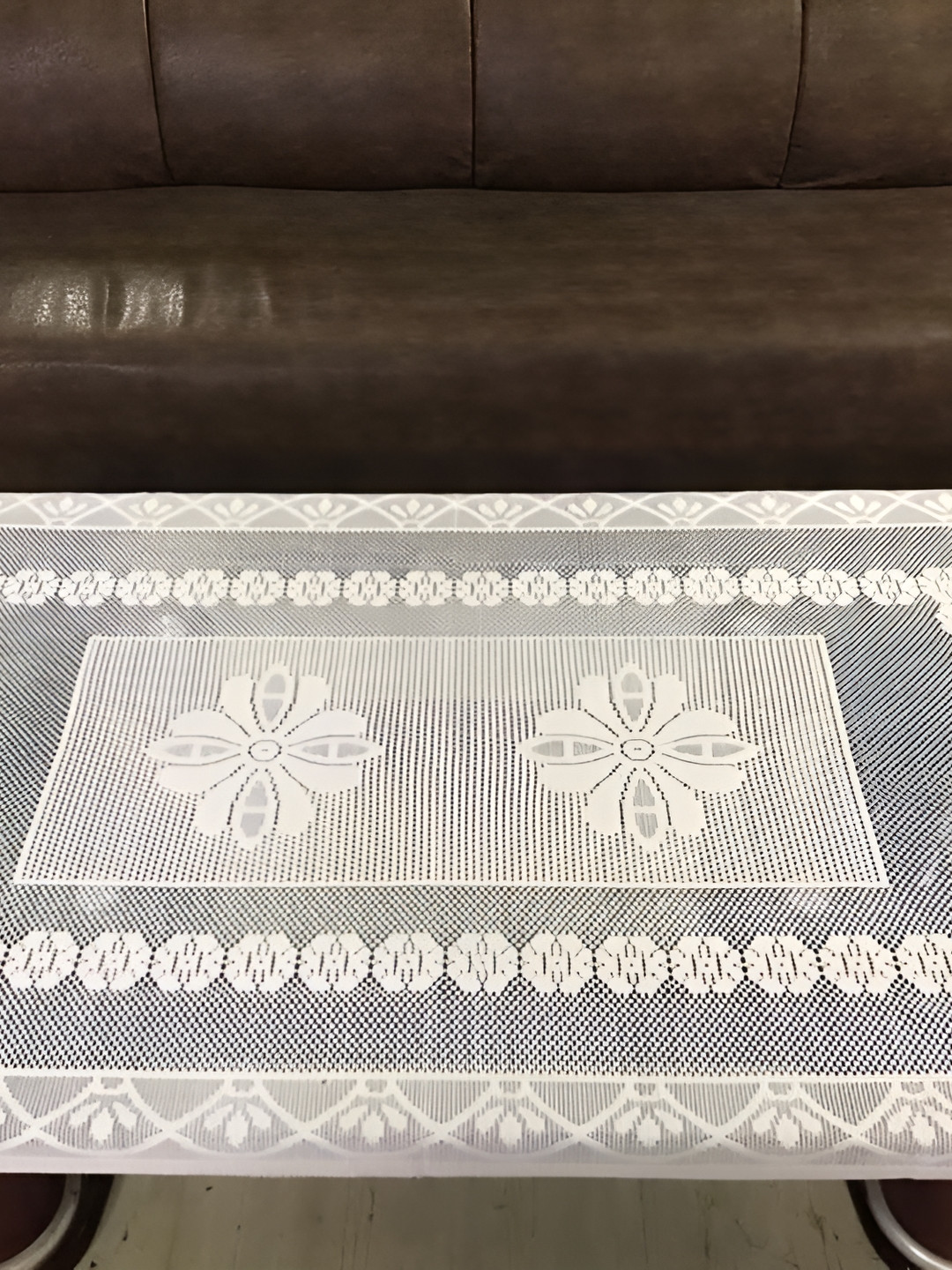 BIGGER FISH Cream & Beige Self Design Rectangular 4-Seater Table Cover