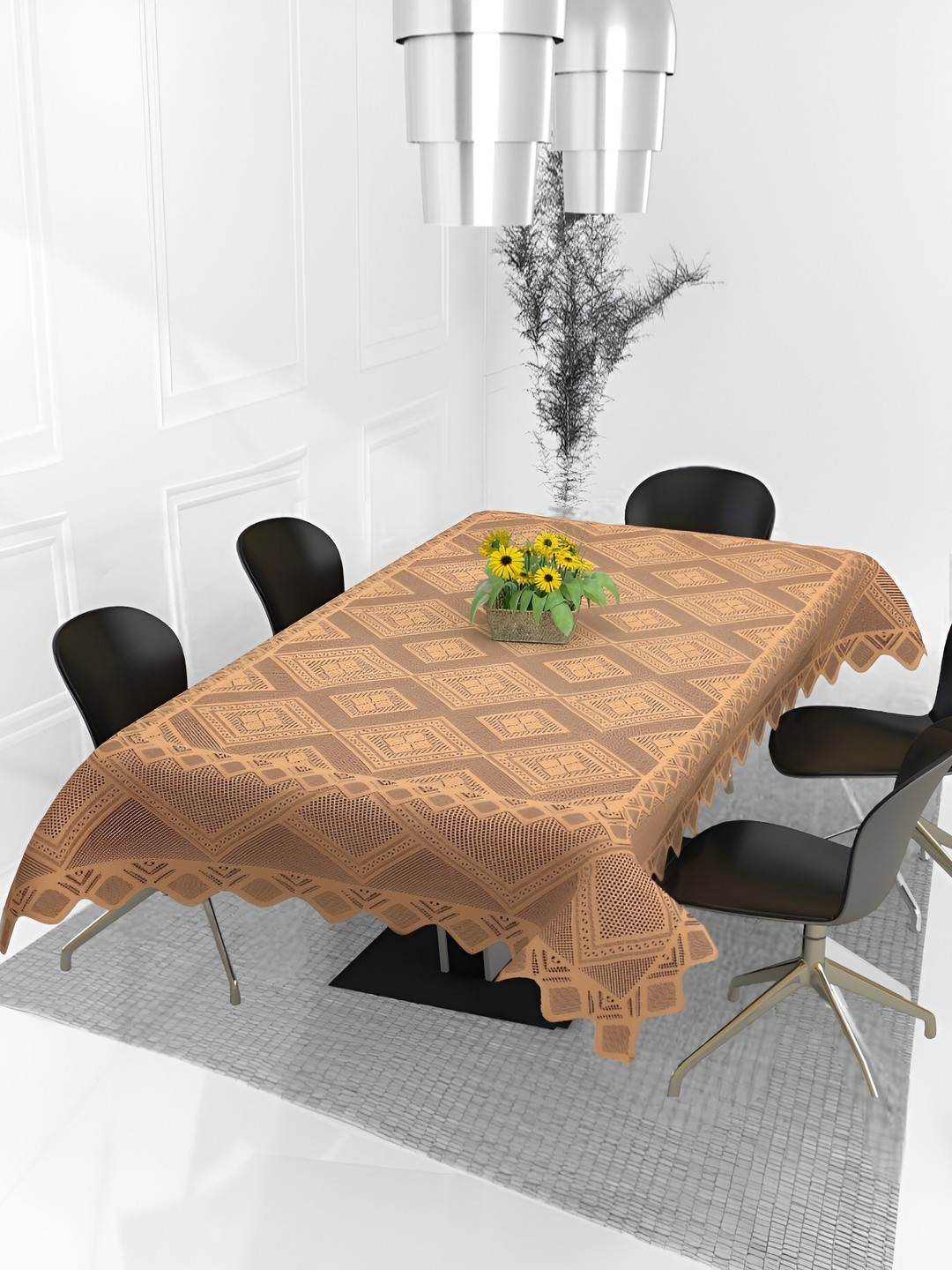BIGGER FISH Gold-Toned Cotton 8-Seater Table Cover