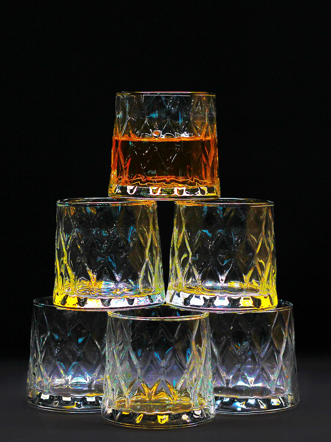 MELBIFY Transparent 6 Pieces Bar and Drinkware Whiskey Glasses 300 ml