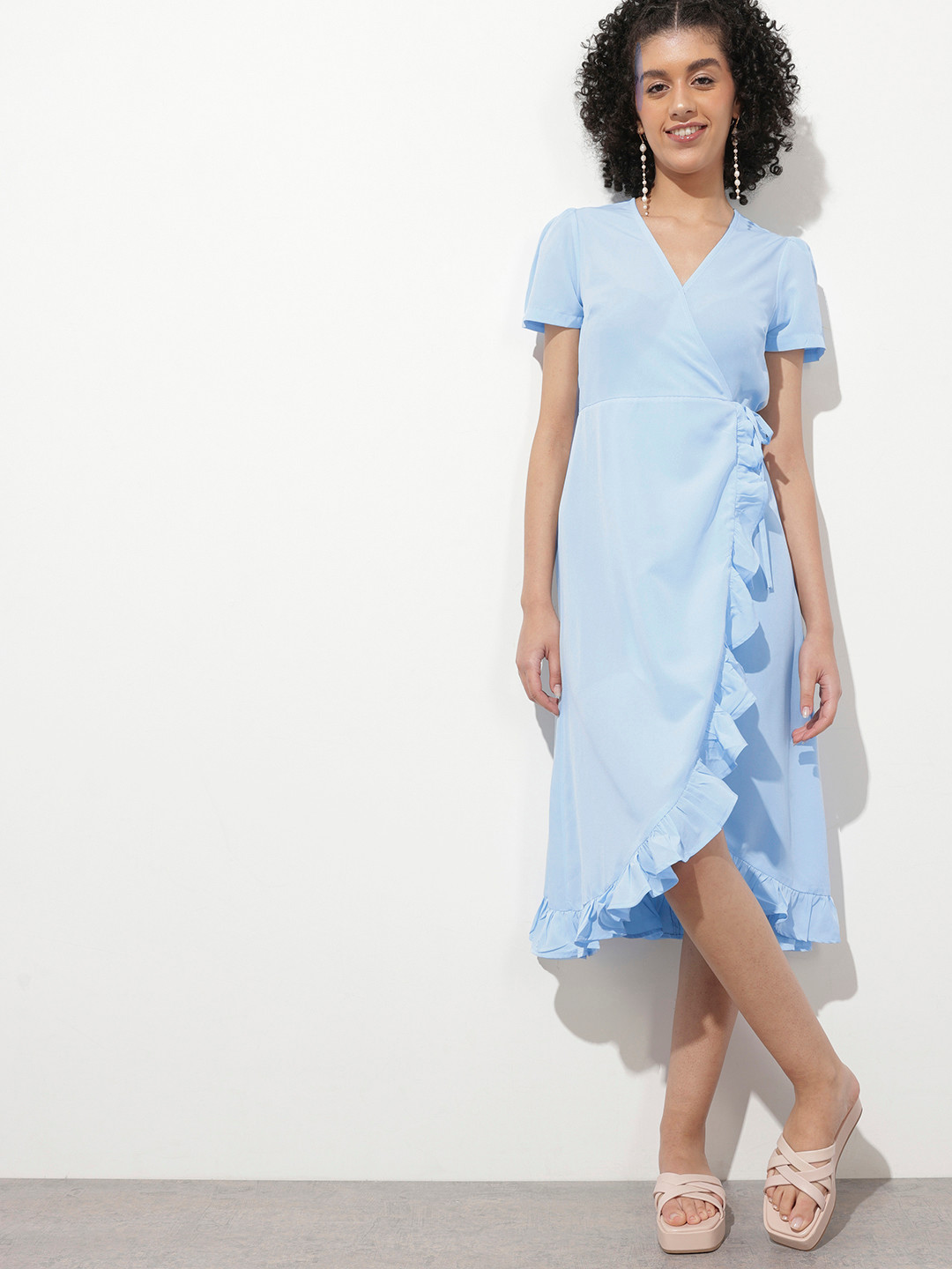 DressBerry Ruffle Wrap Midi Dress