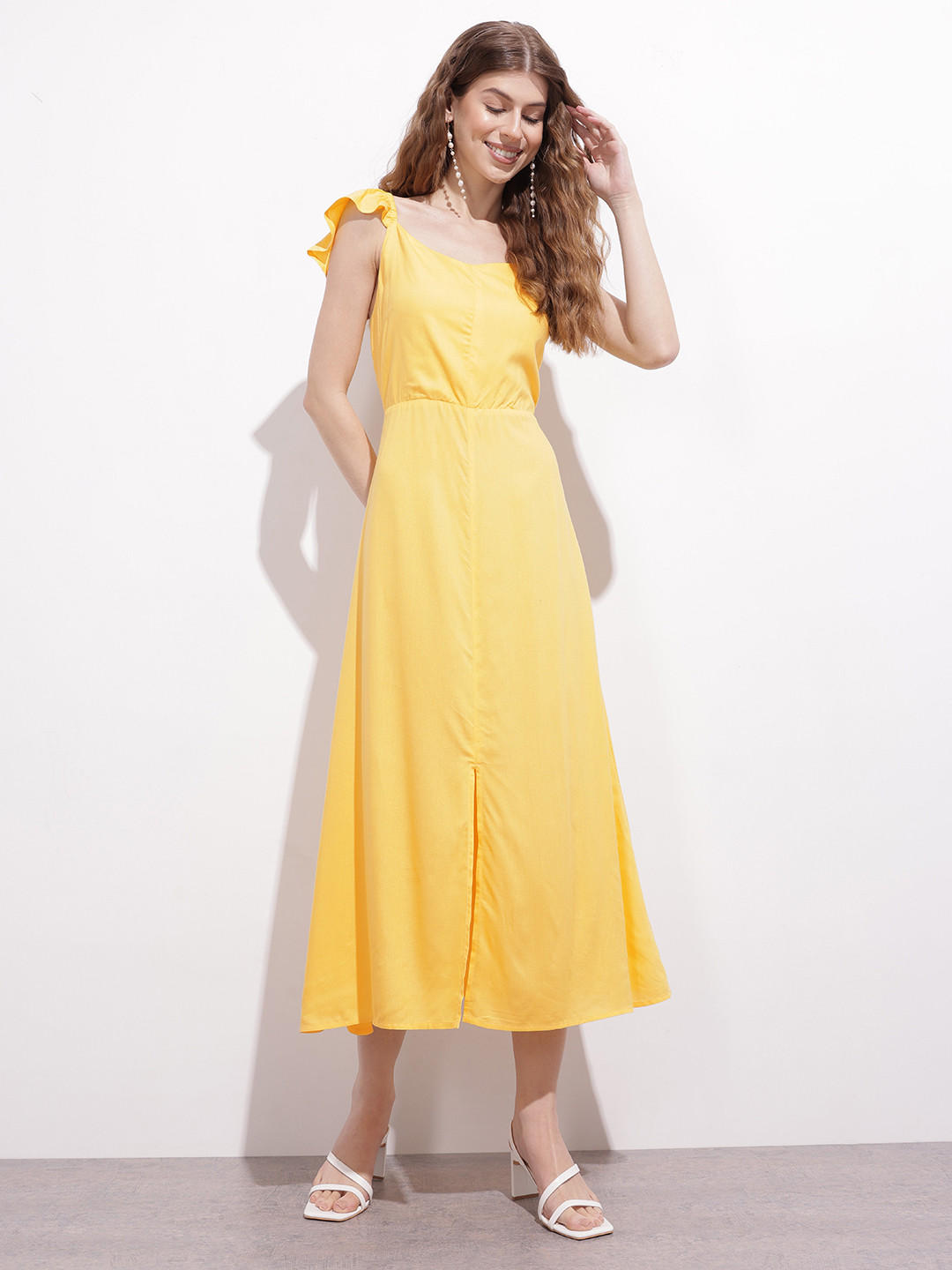 DressBerry Slit Ruffle Strap A-Line Dress