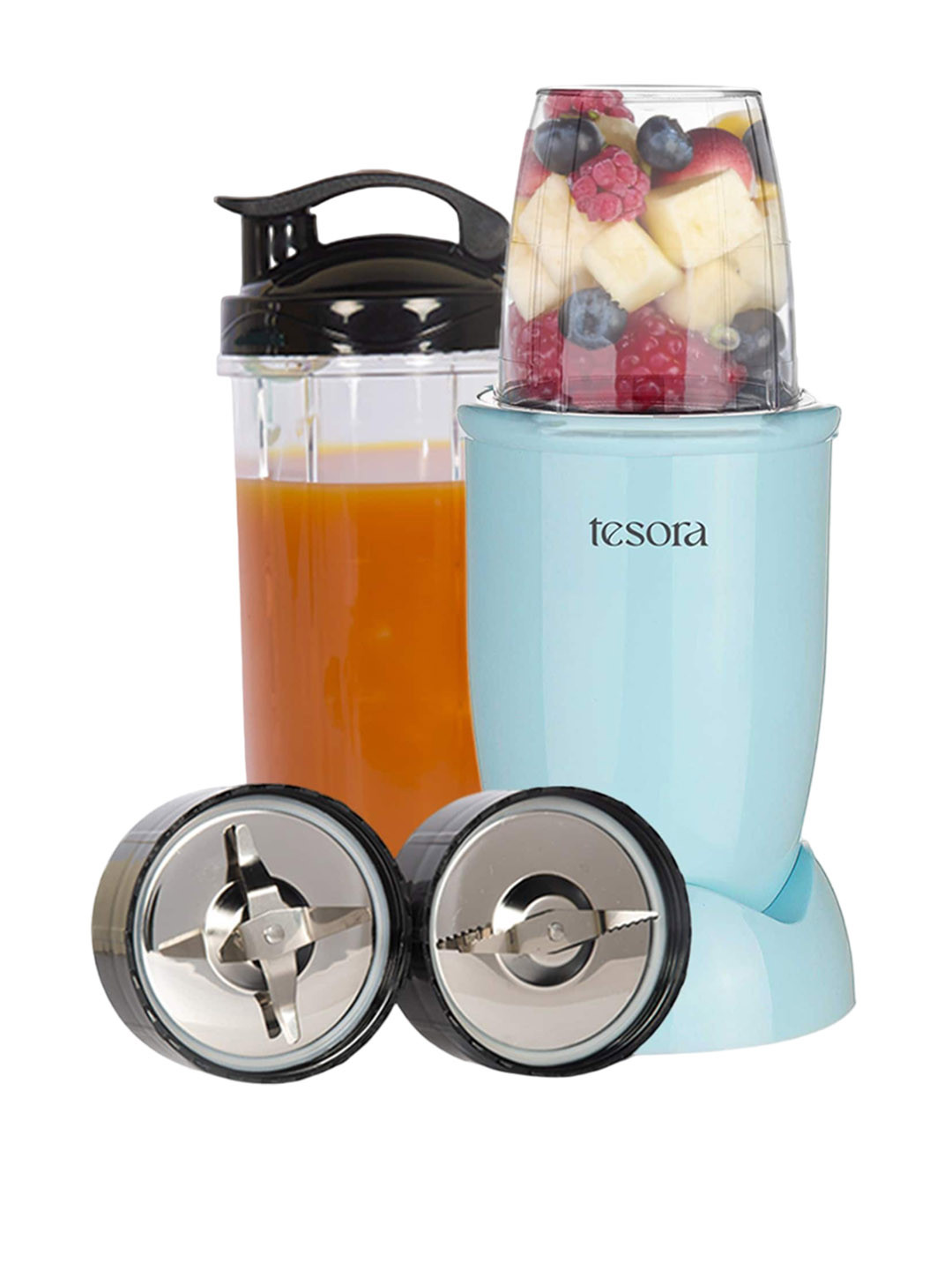 Tesora Nutri-Flash Blue Plastic Easy To Clean 2 Jars Wet and Dry Grinder with Juicer-400W