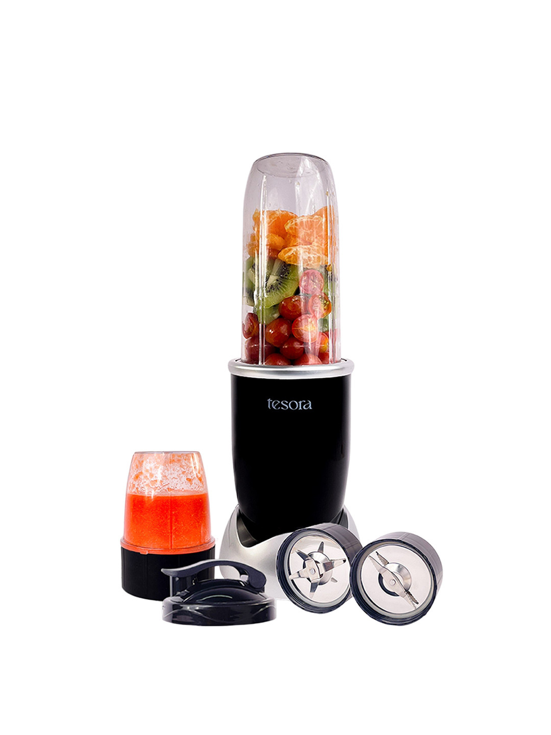 Tesora Nutri-Flash Black Plastic Pure Copper Motor 2 Jars Wet and Dry Grinder with Juicer-400W