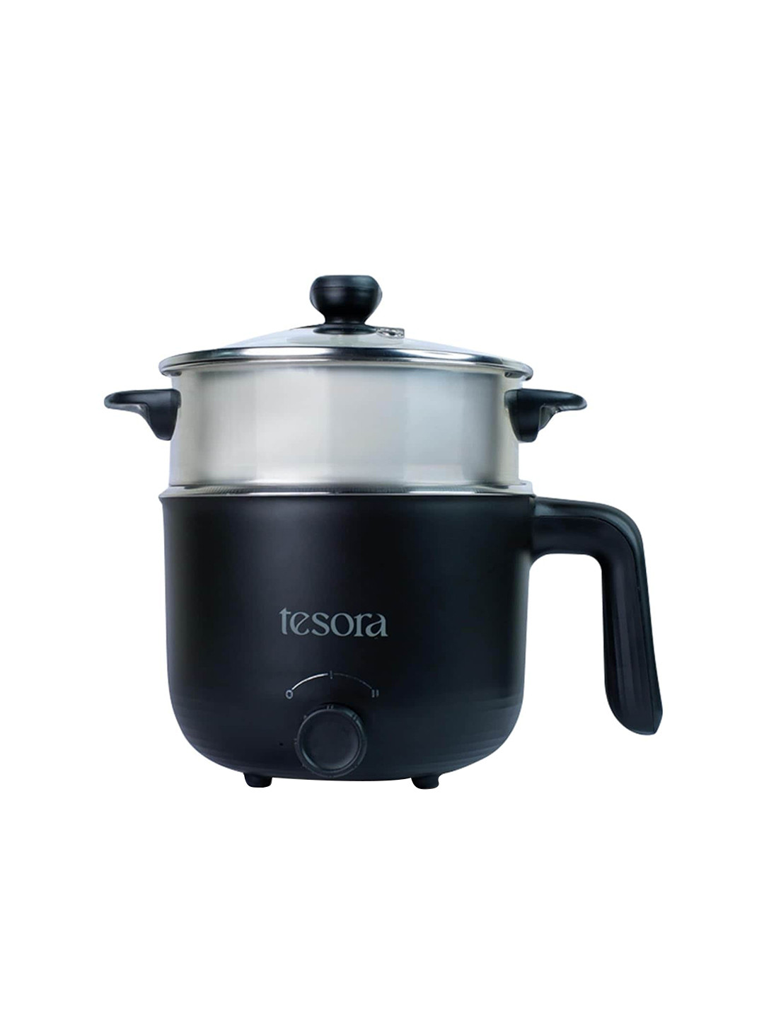 Tesora Black & Transparent Electric Kettle With Steamer-600W