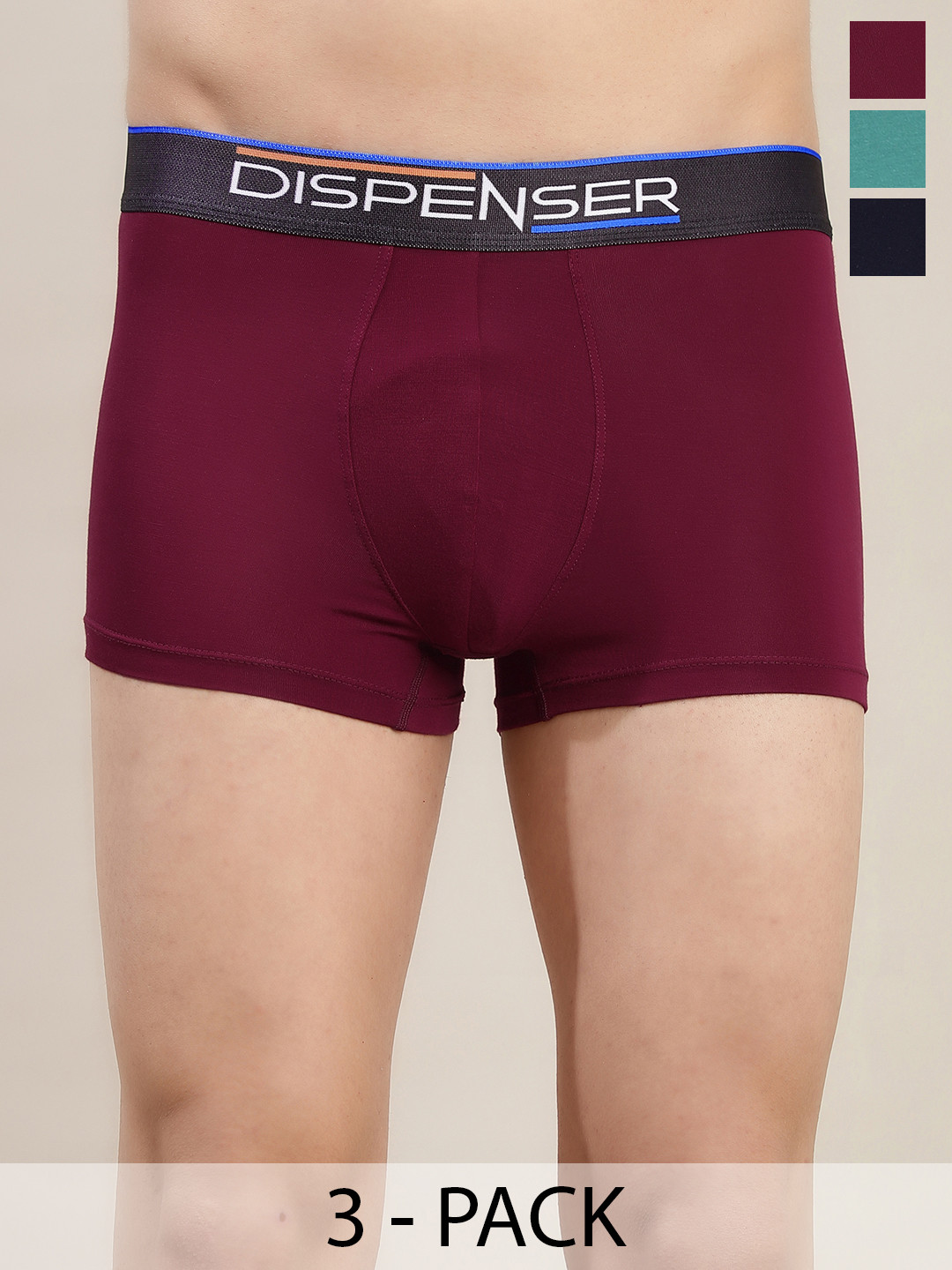 DISPENSER Pack Of 3 Anti-Microbial Trunks S2-Trunk-Rama-Maroon-Navy-M