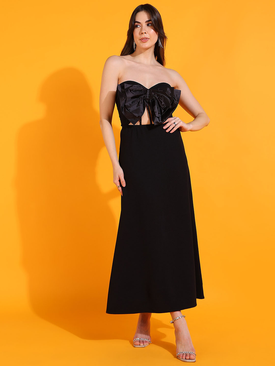 Iki Chic Black Strapless Fit And Flare Dress DODO MOA Black