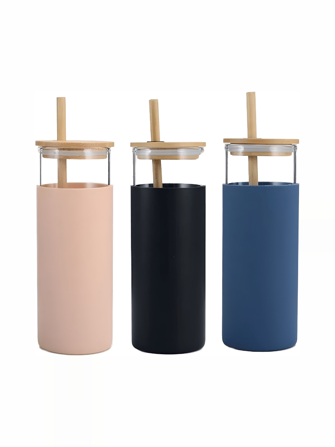 WELOUR Black Glass Spill Proof 3 Piece Water Bottle - 500ml