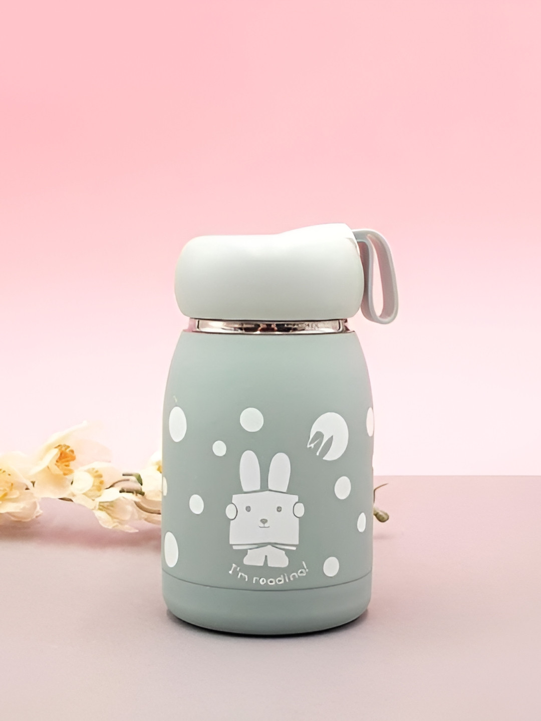 WELOUR Grey Conversational Glass Carrying Loop Water Bottle - 330ml