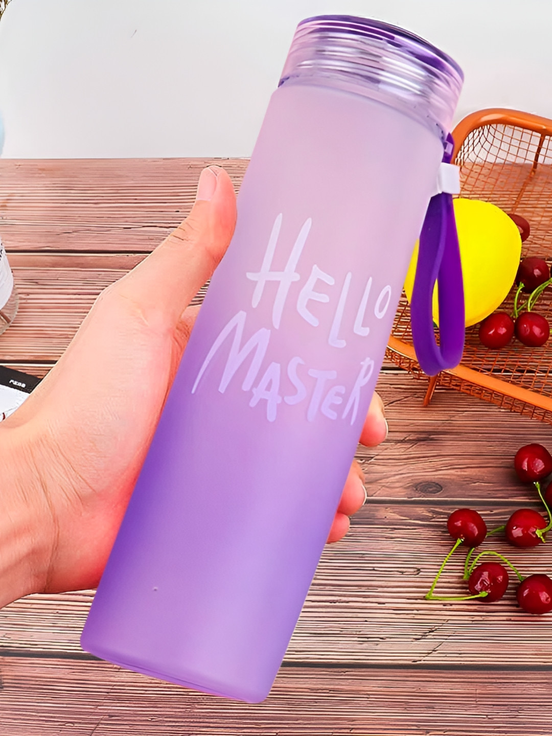 WELOUR Purple Glass Water Bottle 400 ml
