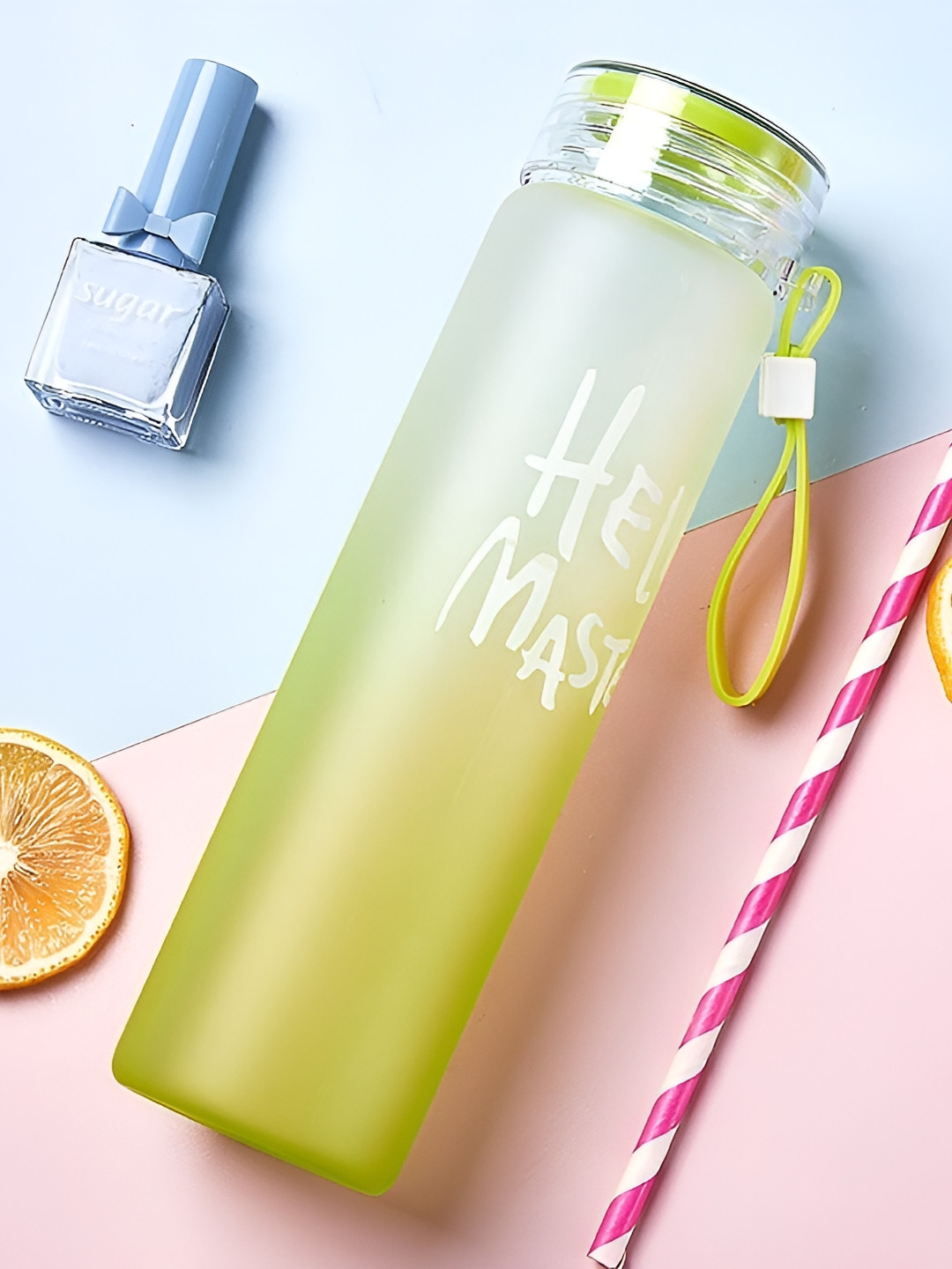 WELOUR Green Typography Glass Spill Proof Water Bottle - 400ml