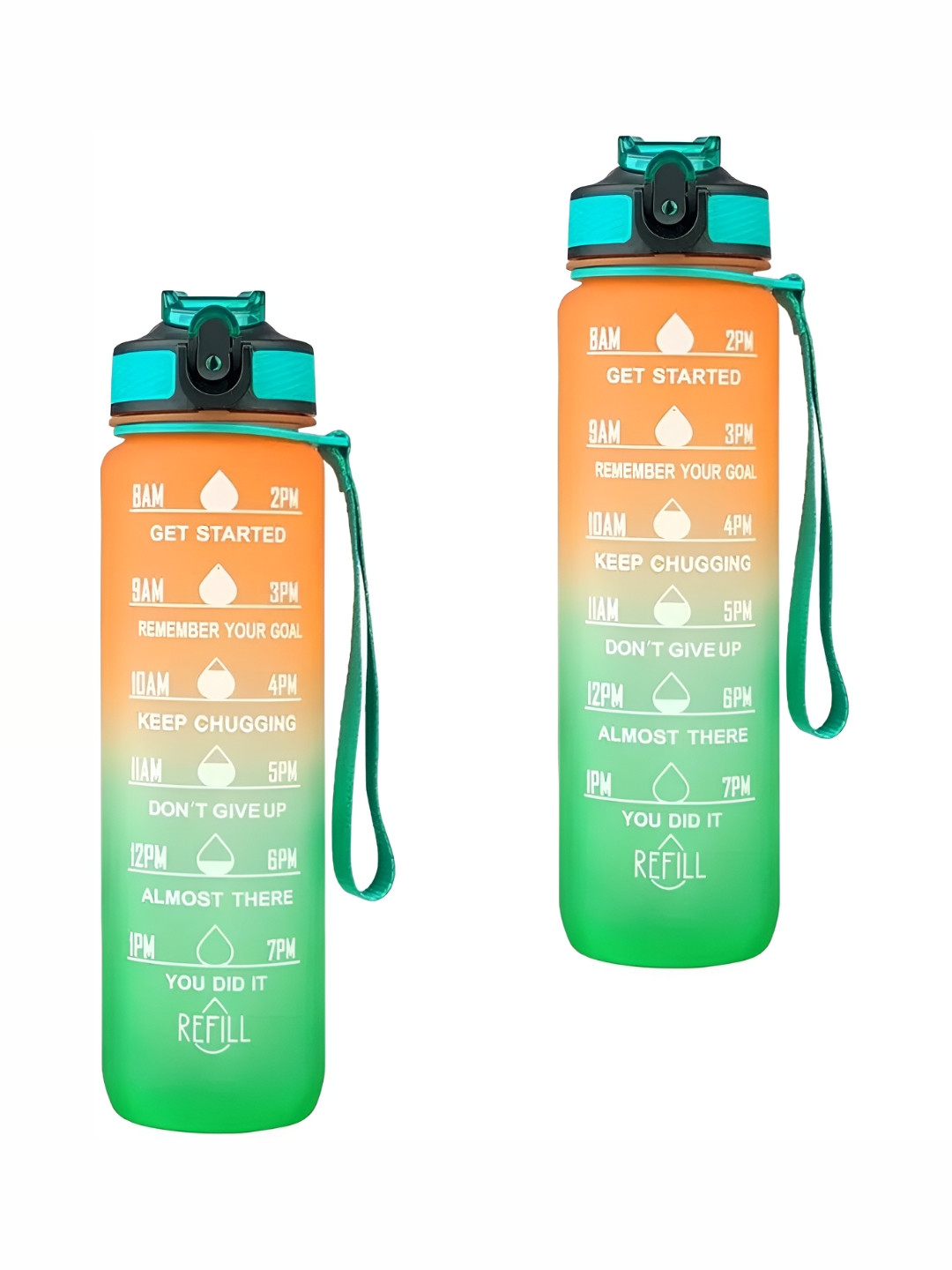 WELOUR Orange Colourblocked Glass Spill Proof 2 Piece Water Bottle - 1L