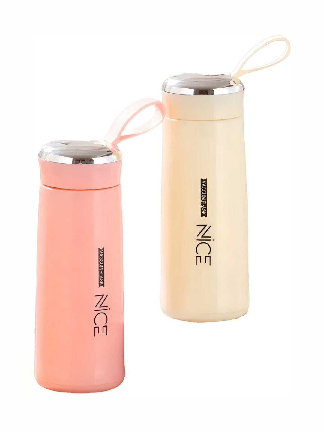 WELOUR Peach Typography Glass Carrying Loop 2 Piece Water Bottle - 500ml