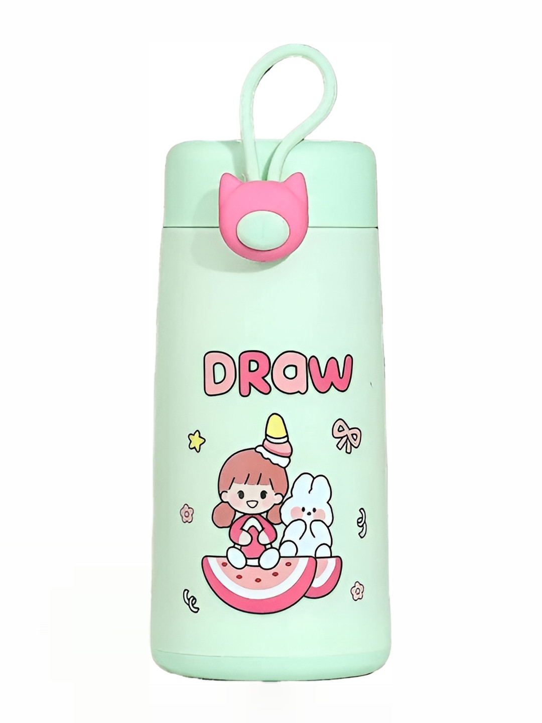 WELOUR Green Typography Printed Glass Water Bottle 300 ml