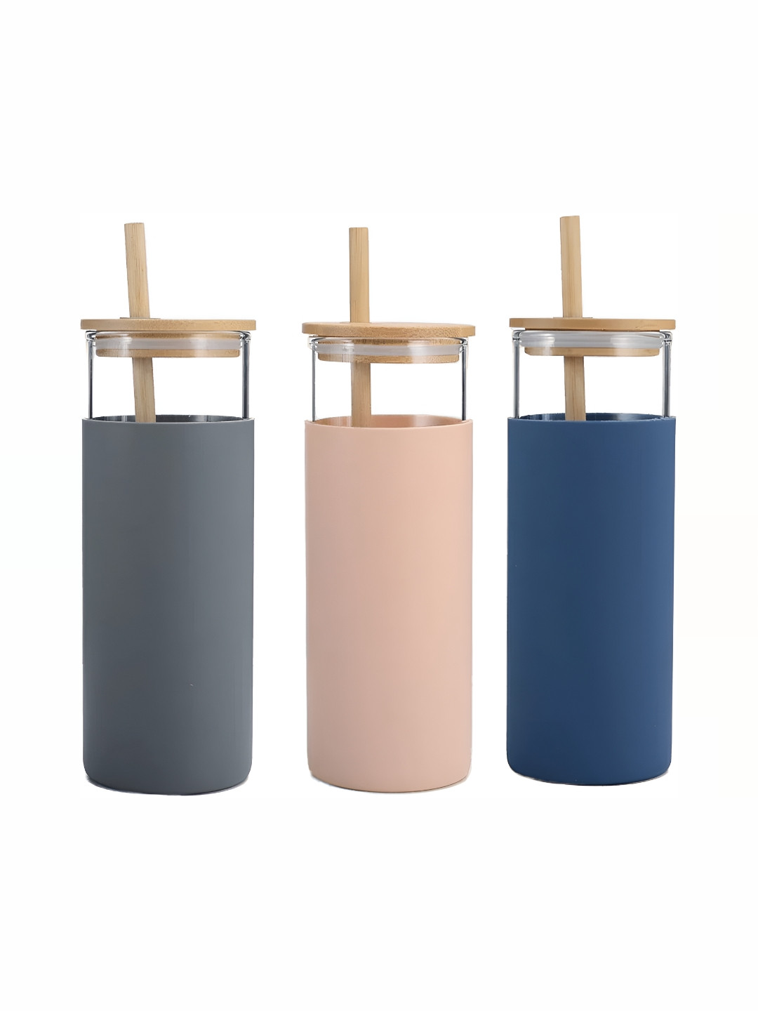 WELOUR Blue Glass Spill Proof 3 Piece Water Bottle - 500ml