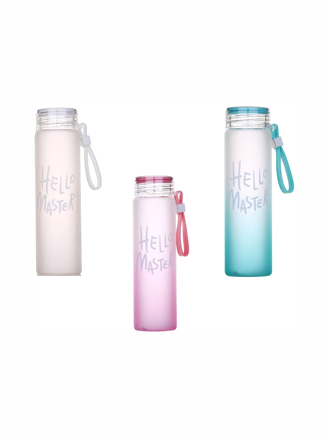 WELOUR Pink & Blue 3 Pieces Printed Glass Water Bottles 500ml Each