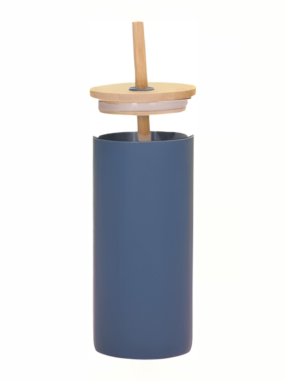 WELOUR Blue & Beige Glass Water Bottle 480 ml