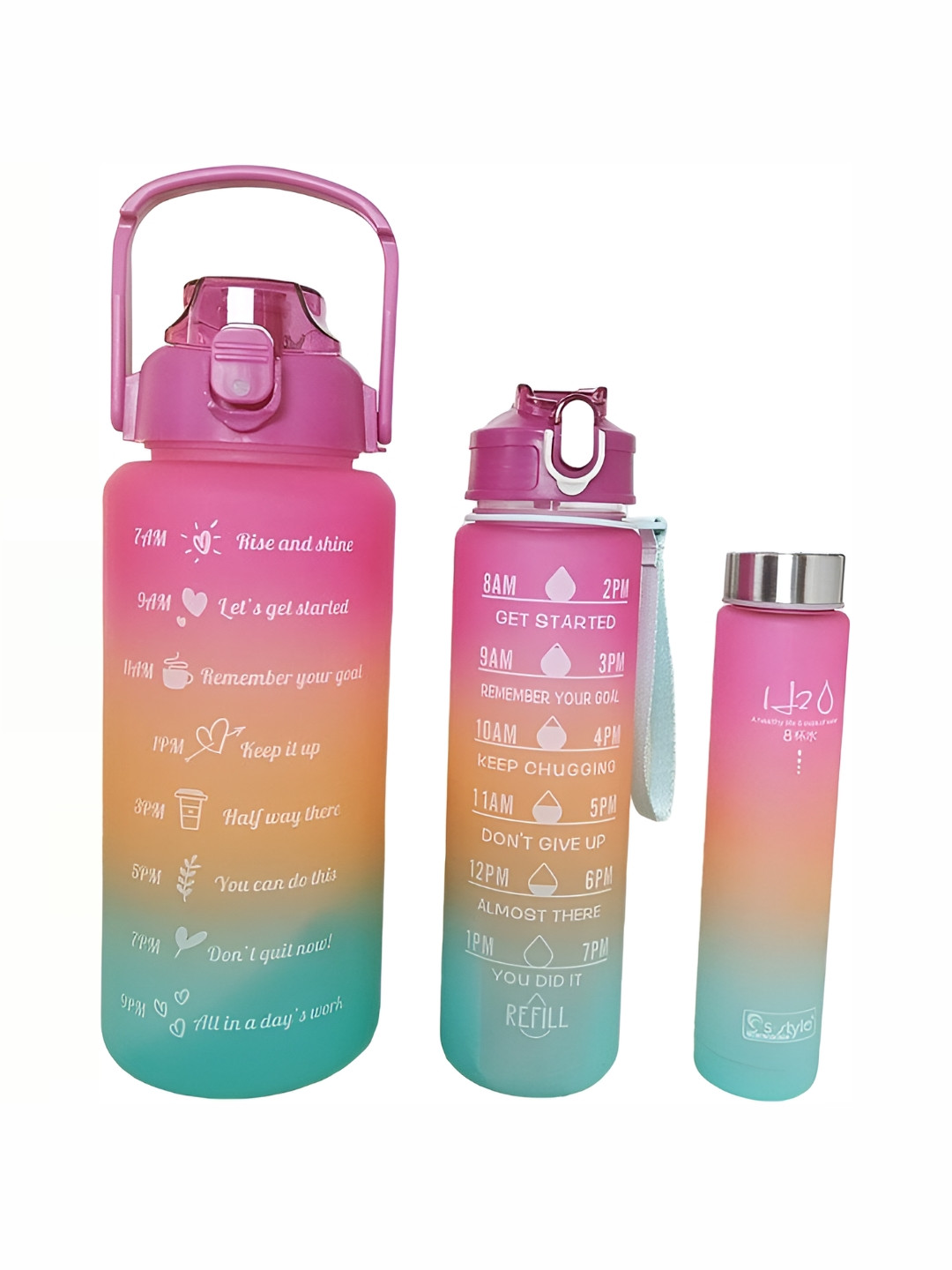WELOUR  Pink & Blue 2Pcs Printed Water Bottles 2l