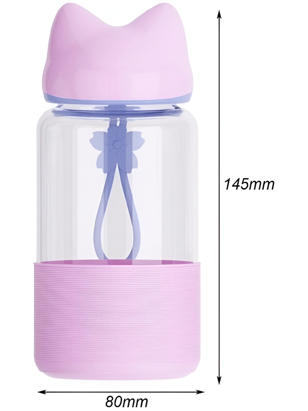 WELOUR Purple & Transparent Glass Water Bottle 340 ml