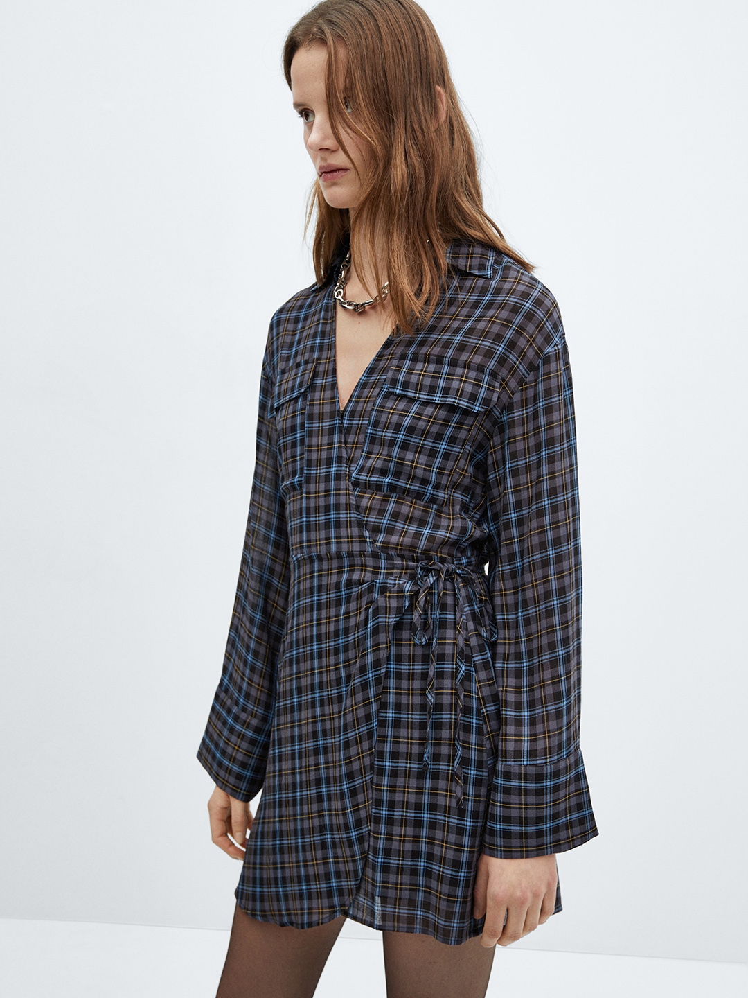 Buy MANGO Checked Wrap Dress Dresses for Women 28197784 Myntra