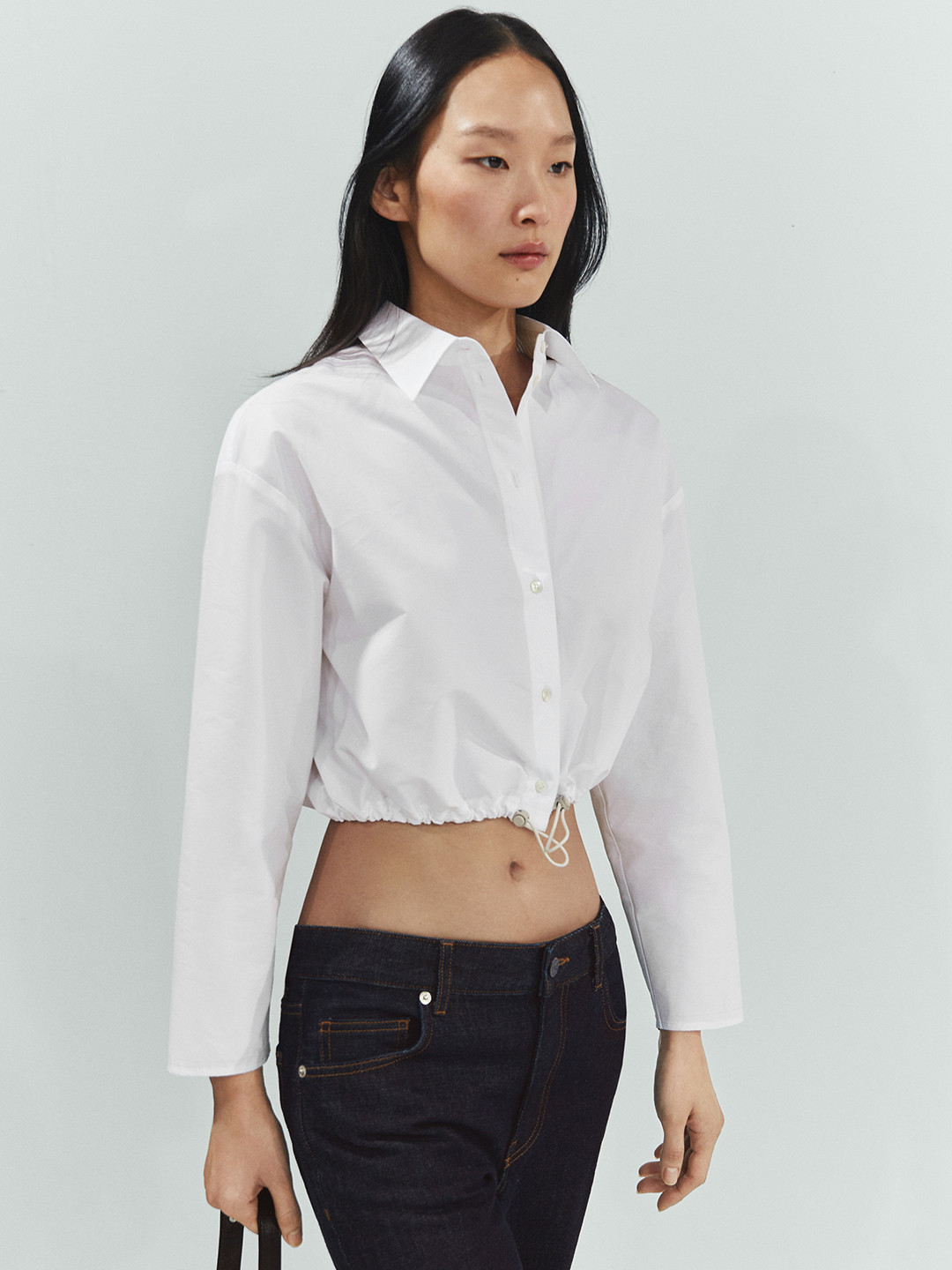 MANGO Parachute Shirt Style Crop Top