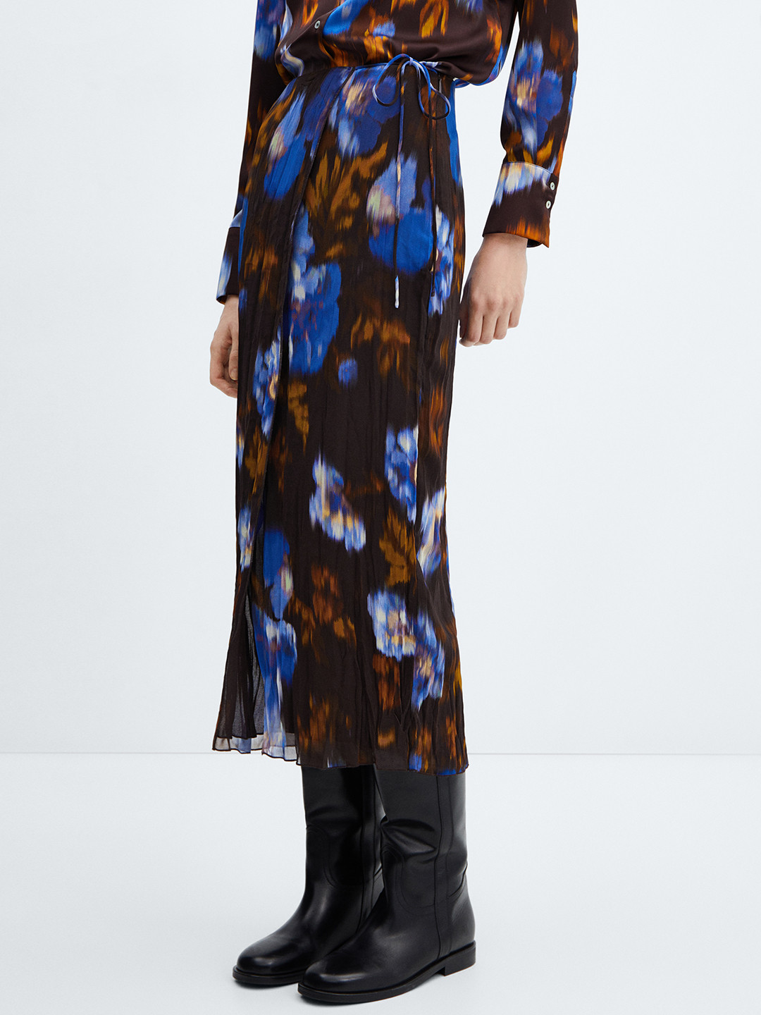 MANGO Printed Straight Midi Skirt