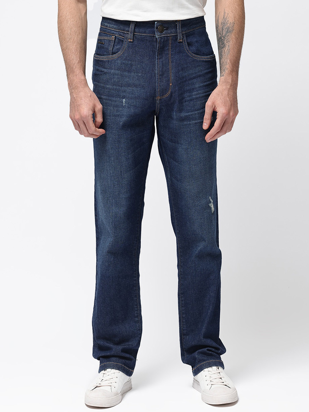 RARE RABBIT Men Traingle Mid Wash Regular Fit Stretchable Jeans