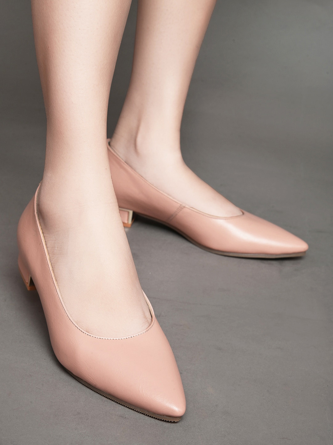 Mast & Harbour Pink Pointed Toe Block Heel Pumps