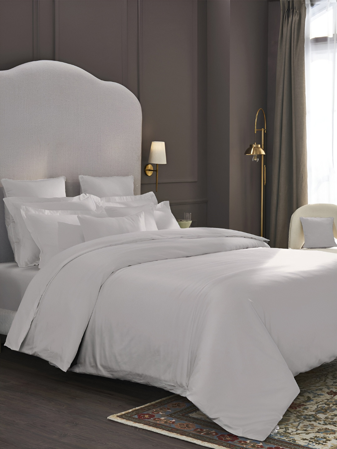 MYTRIDENT Premium Grey Cotton 600 TC King Superfine Bedsheet with 4 Pillow Covers-108 x 108 inches