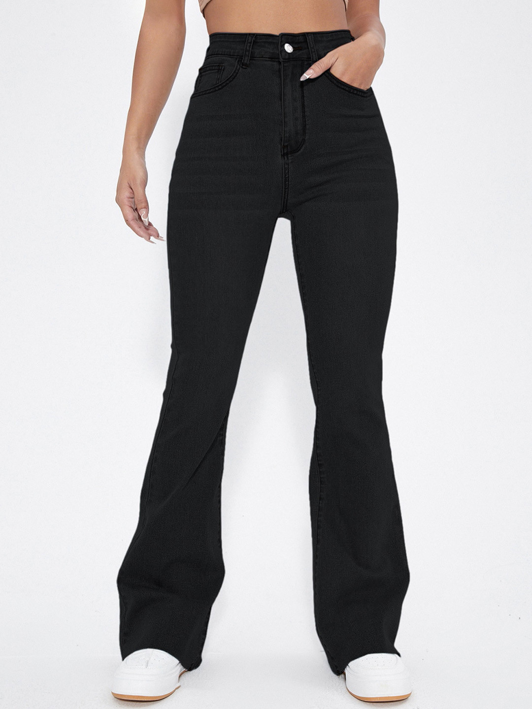 AAHWAN Women High-Rise Stretchable Denim Flared Jeans