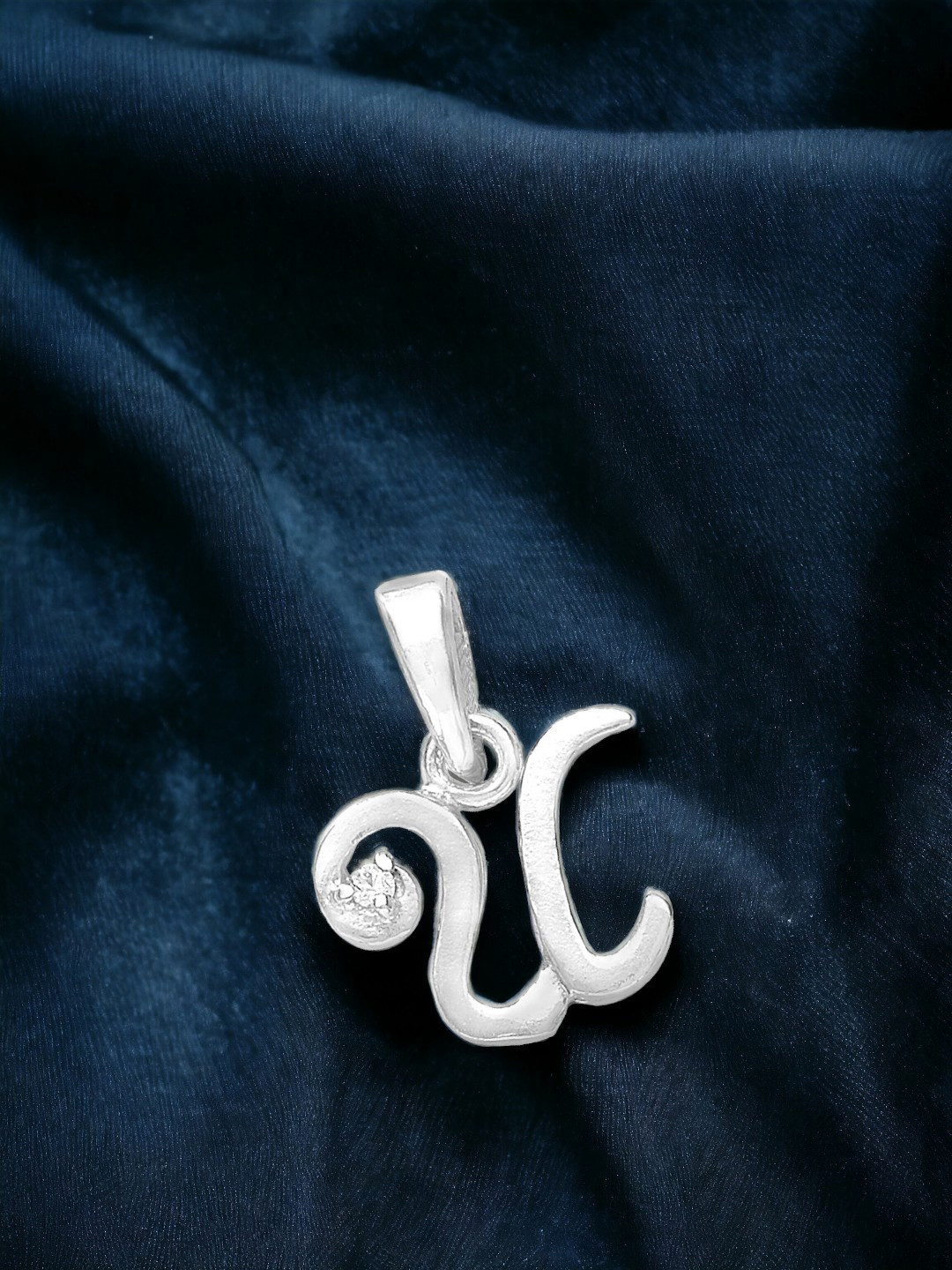 Taraash Unisex 925 Sterling Silver Letter U Cubic Zirconia Pendant
