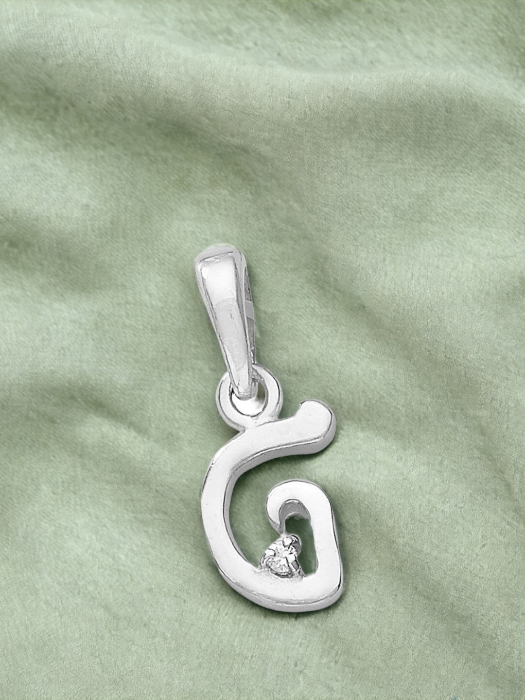 Taraash 925 Sterling Silver Cubic Zirconia-Studded Letter G Alphabet Pendant