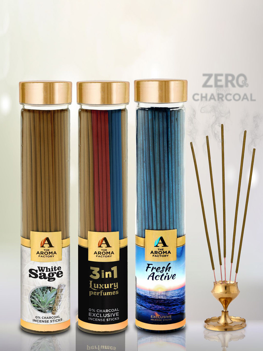The Aroma Factory 3Pcs Blue & Brown Wooden Agarbatti