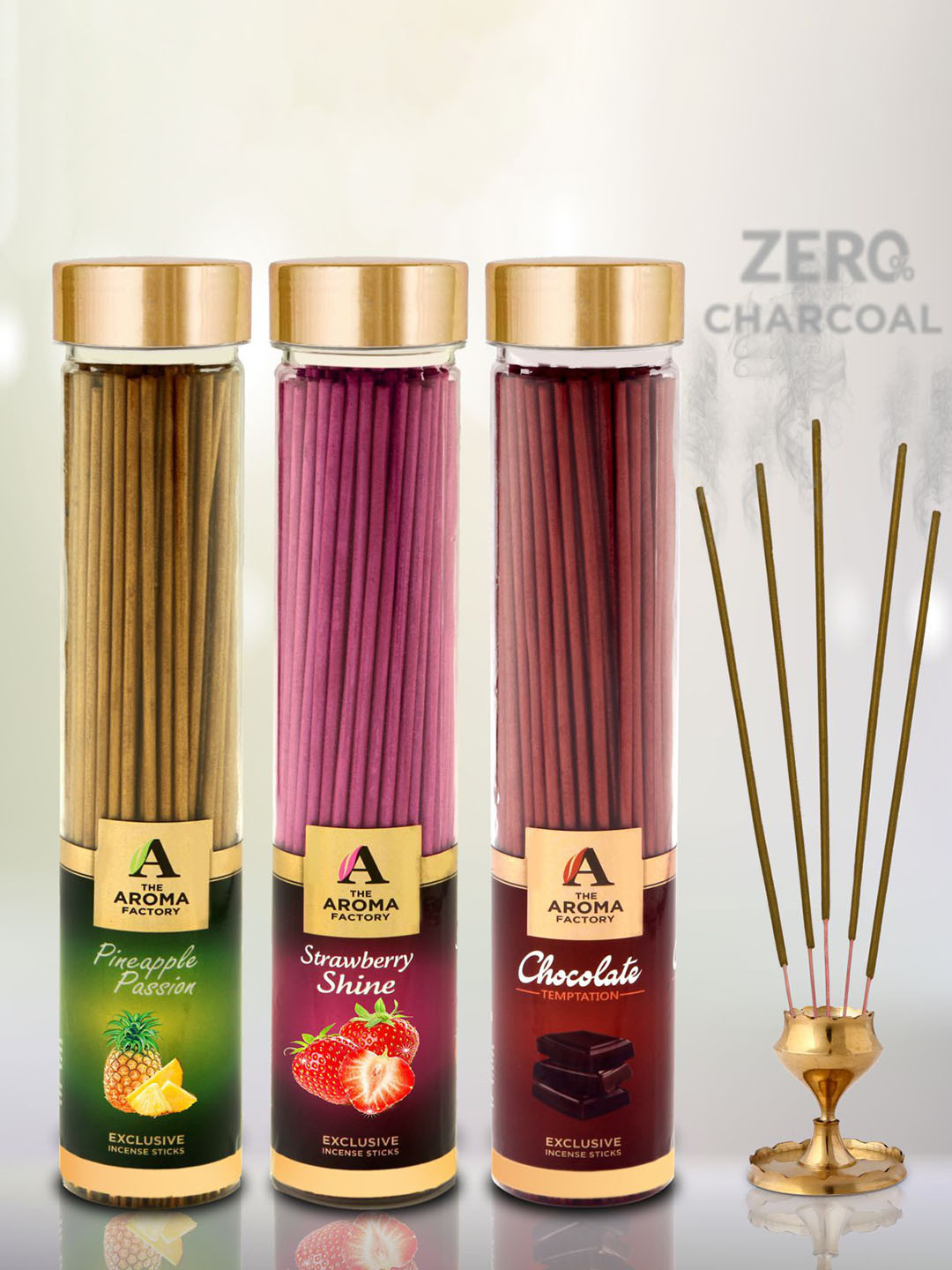 The Aroma Factory 3 Pieces Pink & Brown Wooden Agarbatti