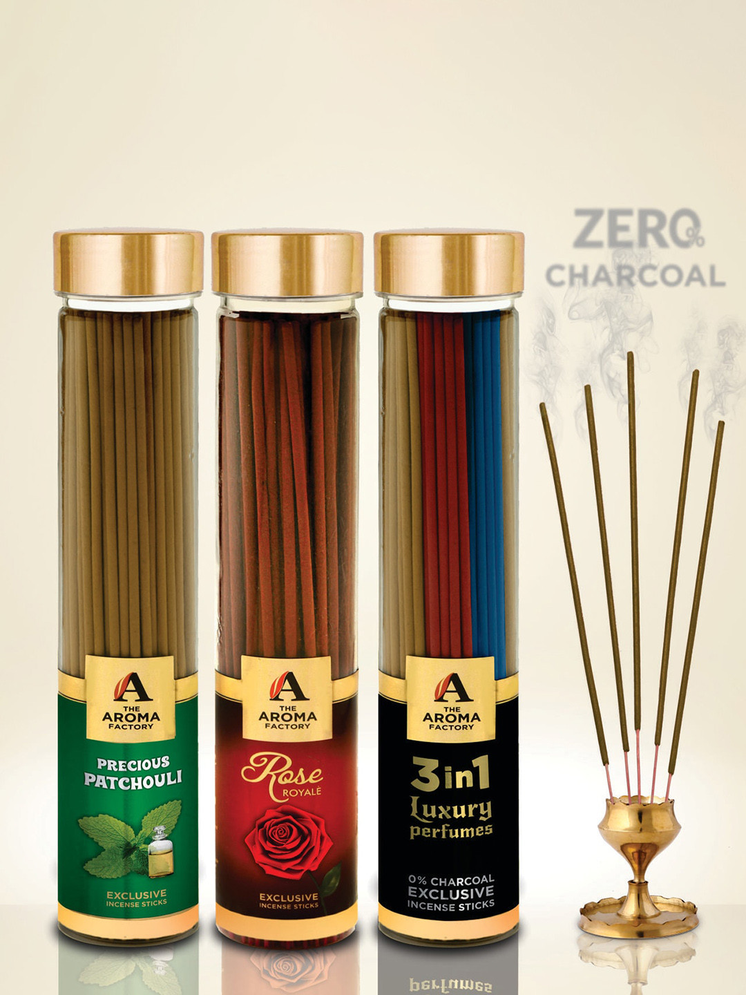 The Aroma Factory 3 Pieces Green & Brown Wooden Agarbatti