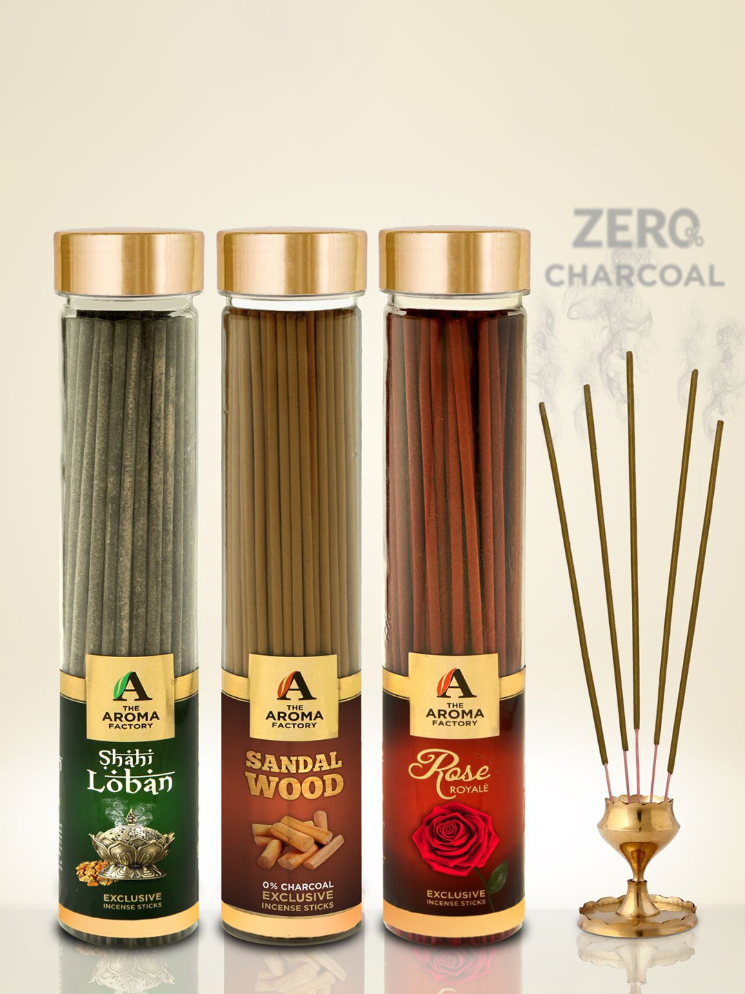 The Aroma Factory Brown & Red 3 Pieces Loban- Sandalwood & Rose Incense Sticks