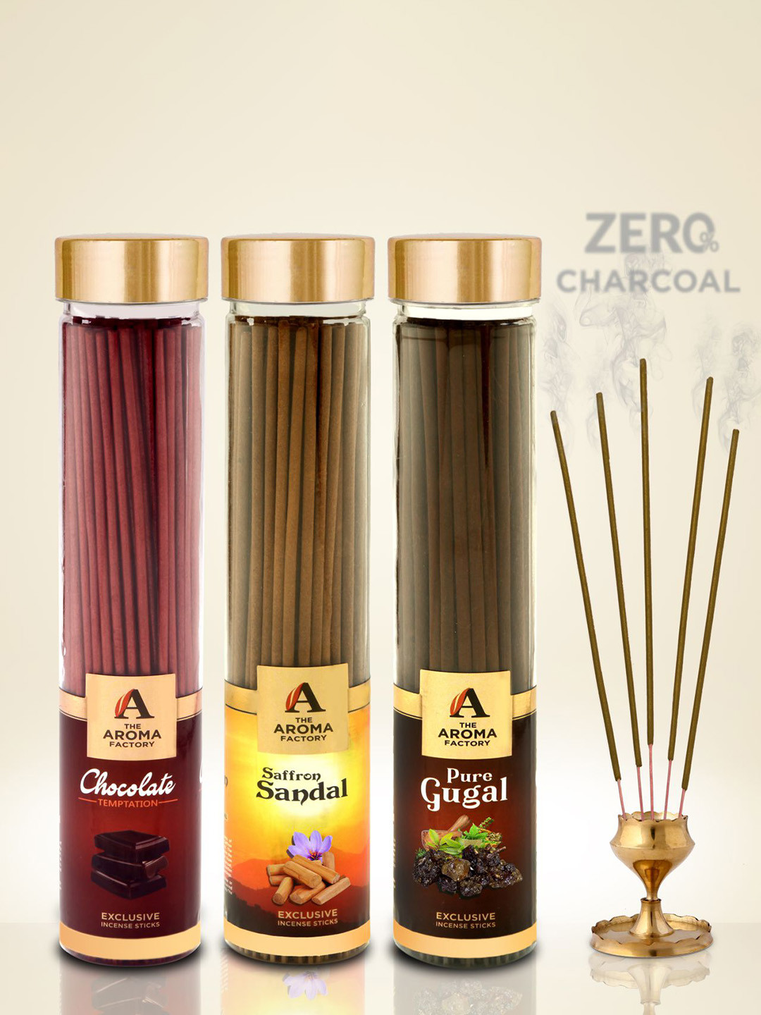 The Aroma Factory Magenta & Brown Chocolate Kesar Chandan & Gugal Fragrance Incense Sticks