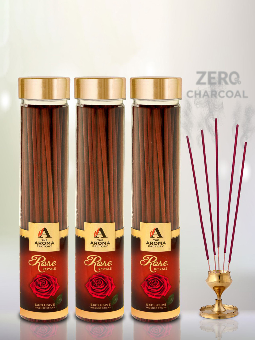 The Aroma Factory Red 3 Pieces Rose Gulab Incense Sticks
