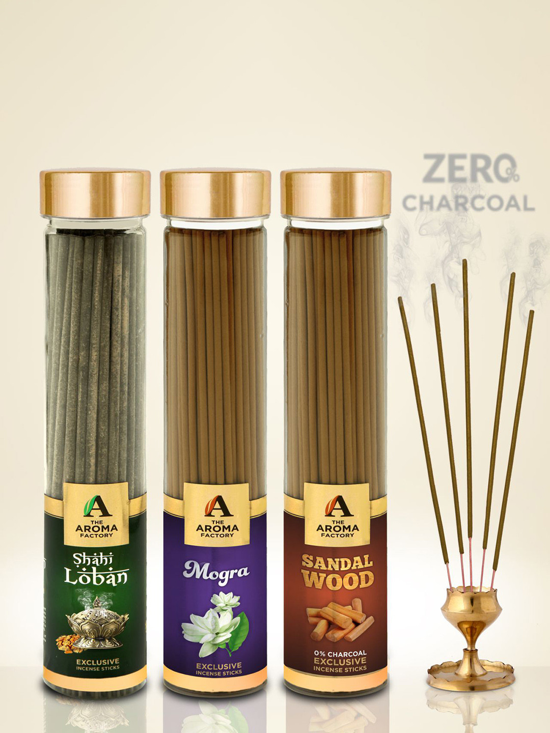 The Aroma Factory Brown & Green 3 Pieces Wooden Fragrance Incense Sticks