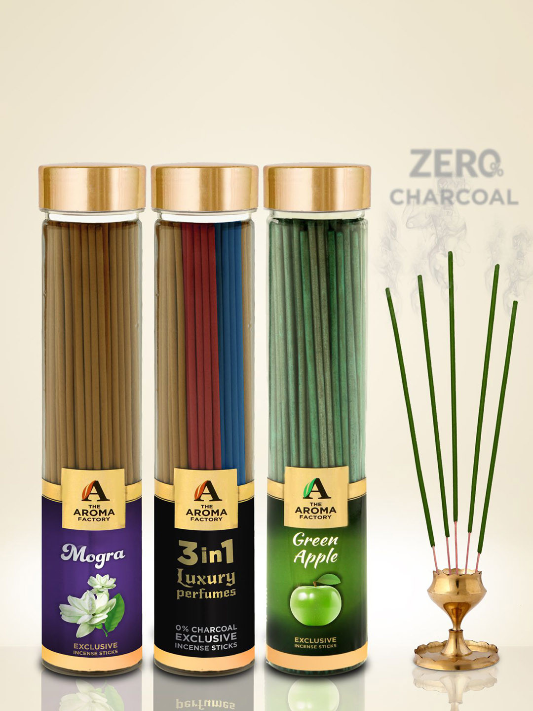 The Aroma Factory Green & Brown 3 Pieces Wooden Incense Sticks