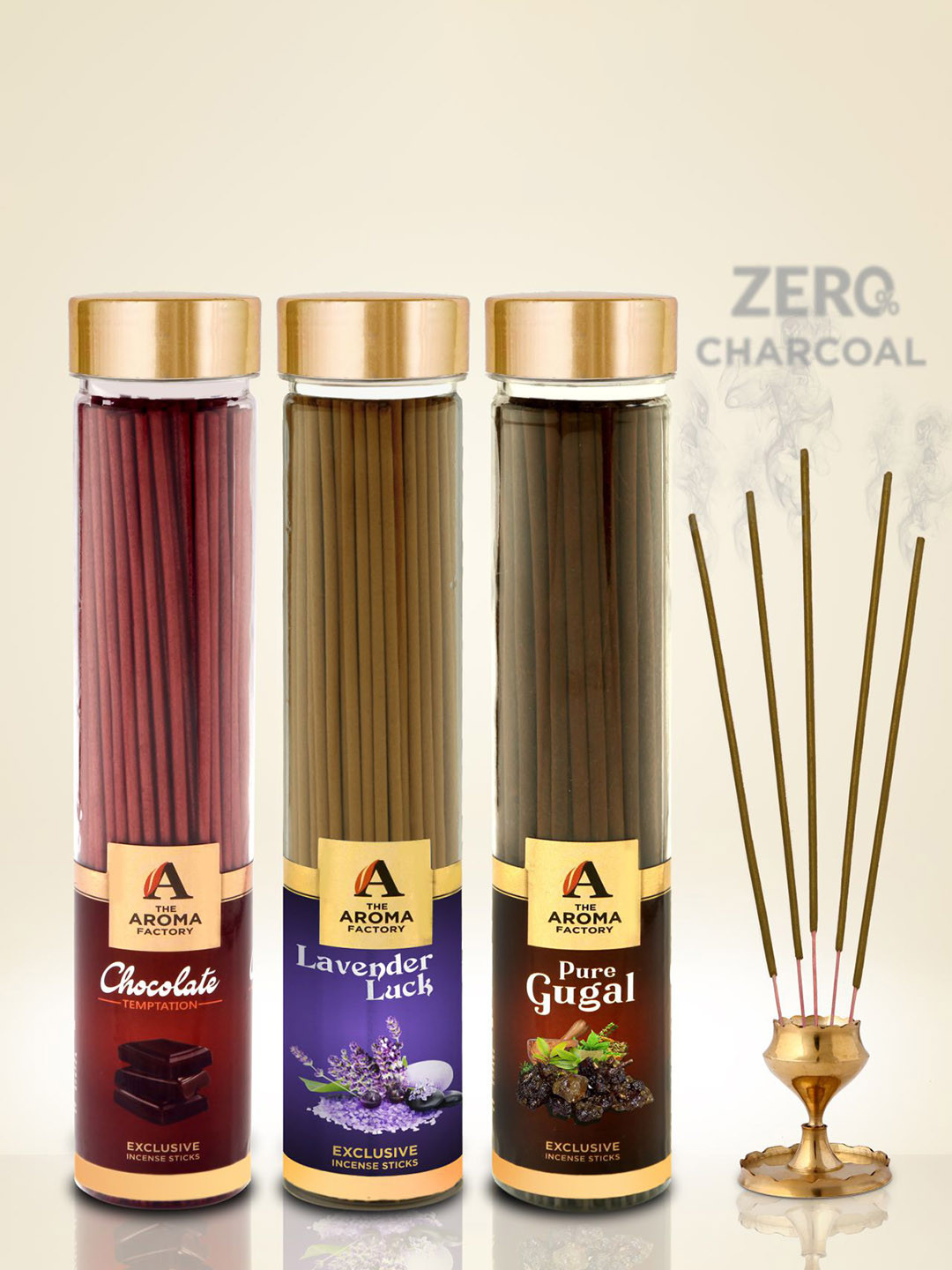 The Aroma Factory Magenta & Brown 3 Pieces Wooden Fragrance Incense Sticks