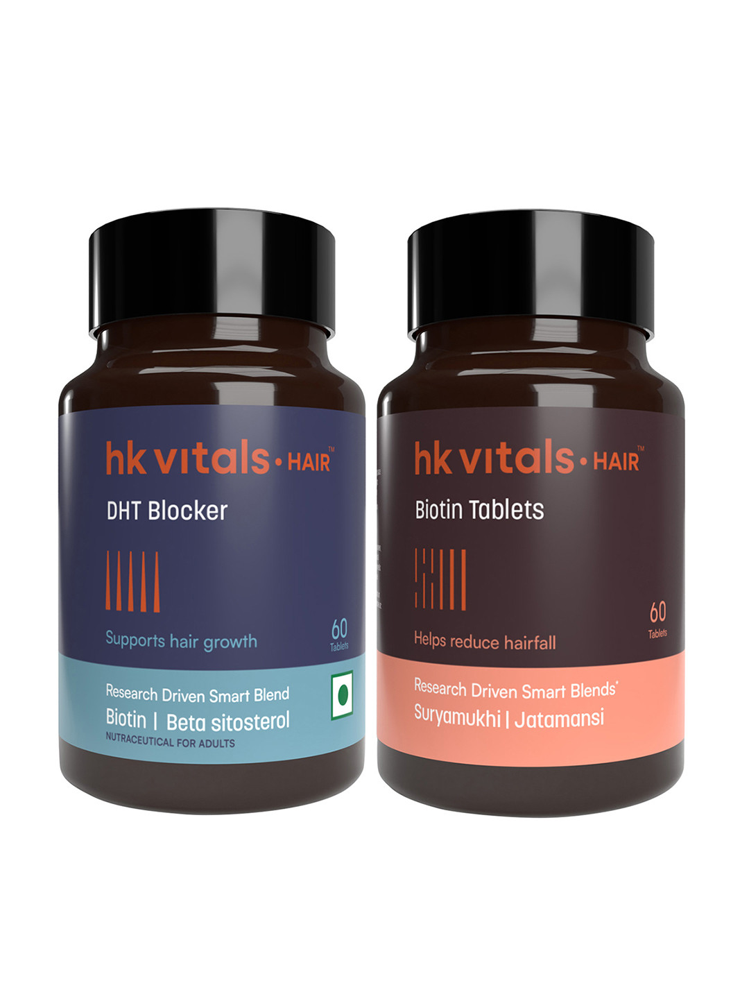 HK VITALS Biotin Tablets & DHT Blocker Tablets - 60 Tablets Each