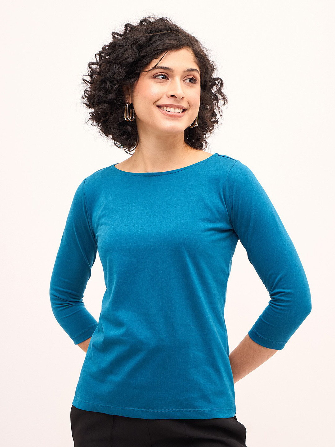 SALT ATTIRE Round Neck Cotton Casual T-shirt