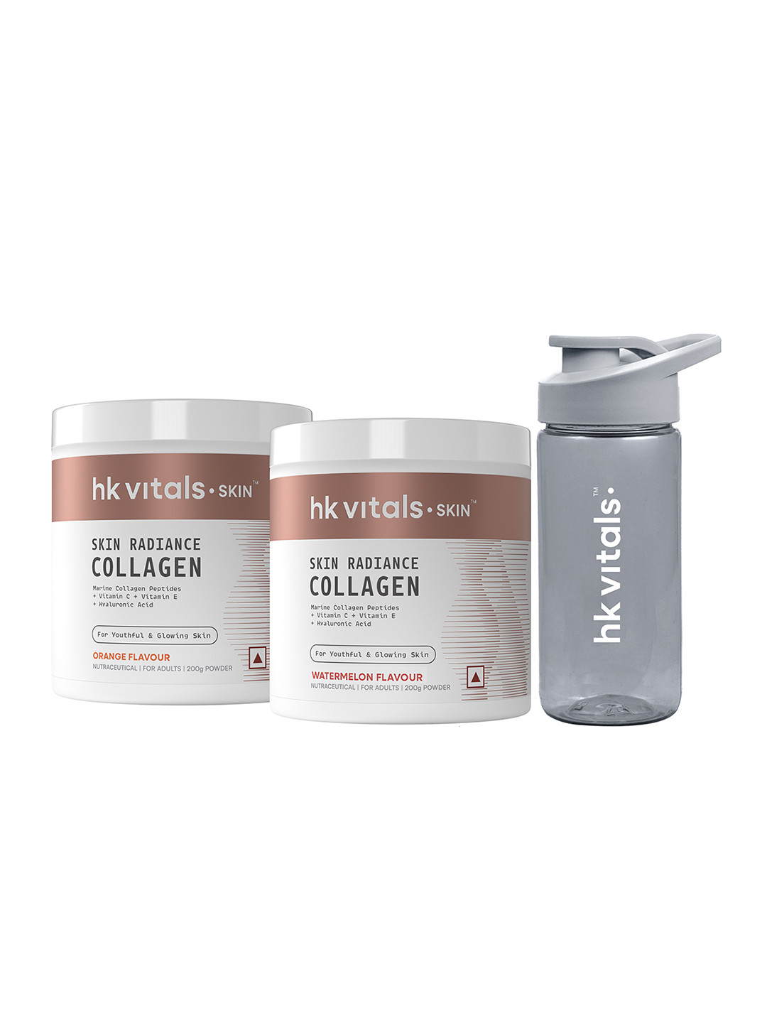HK VITALS Set of Orange & Watermelon Skin Radiance Collagen Powder with Sipper - 200g each