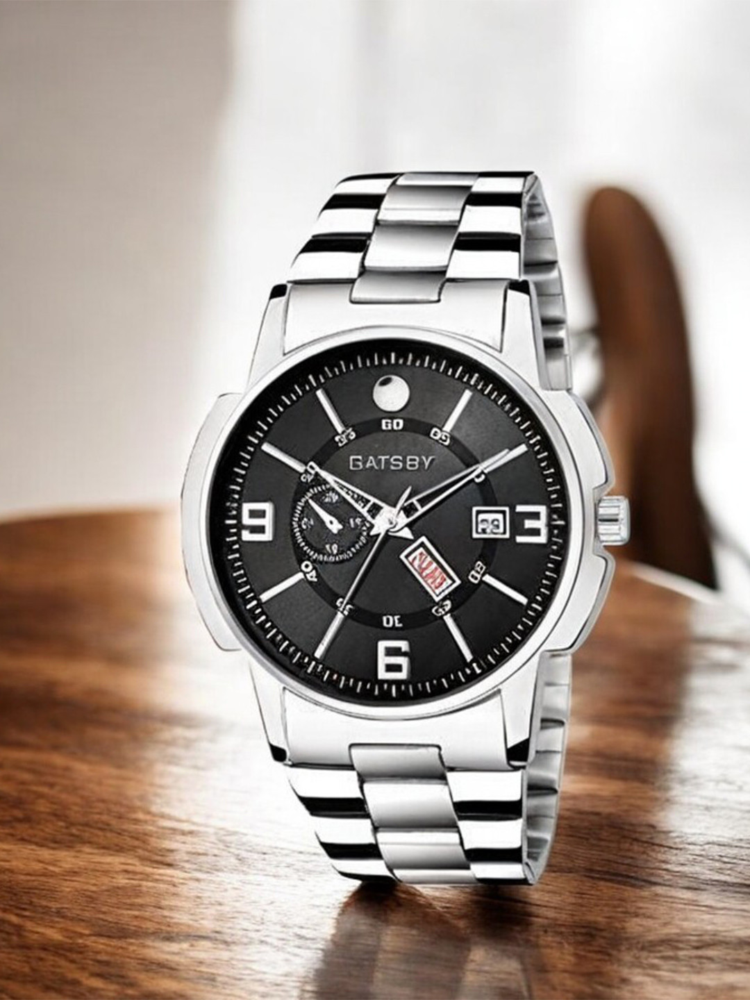 Gatsby Men Brass Printed Stainless Steel Bracelet Style Straps Analogue Watch GTG087