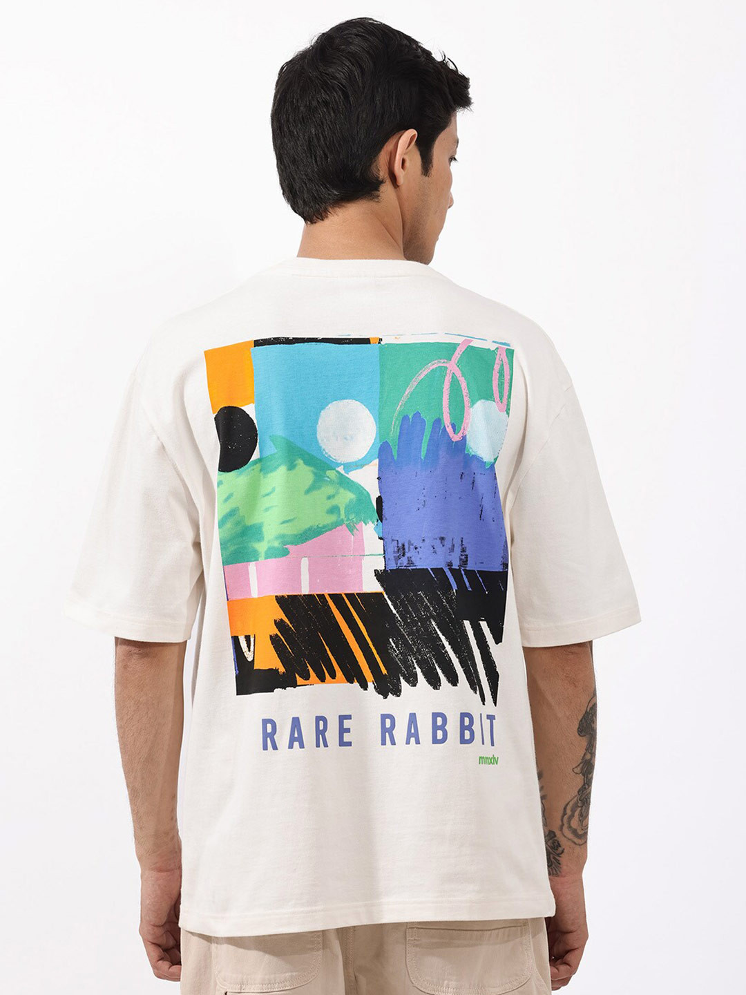 RARE RABBIT Men Oren Printed Oversized T-Shirt