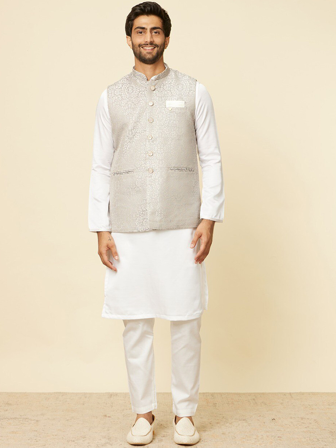 Manyavar Woven Design Brocade Nehru Jacket