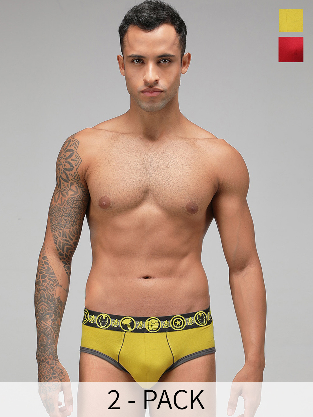 Zoiro Pack Of 2 Low-Rise Cotton Basic Briefs ZO-BRI-M01-CR-SU-S-2PC